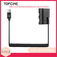 Topcine LP-แบตเตอรี่เลียนแบบ E6กับ USB-C (ประเภท-C) อะแดปเตอร์พลังงานแบบขดสายเคเบิลสำหรับ Canon EOS 5DMark III 5DMark IV 6D 60D 6DMark II 7DMark II 70D 80D 90D 5DSR EOS R R5กล้อง R6