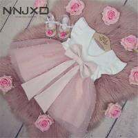 NNJXD W Baby Girls Clothes 0-5 Years Sleeveless Dress with Lace Folded Sleeves and Butterfly Pearl Embellished Back for Birthday Weeding Party