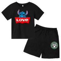 T-shirt Suit O Neck Short Sleeve + Pants 2 Piece Set Kids Kawaii Clothing Loose Cotton 4-14T Summer New 2022 Fashion Boys Girls