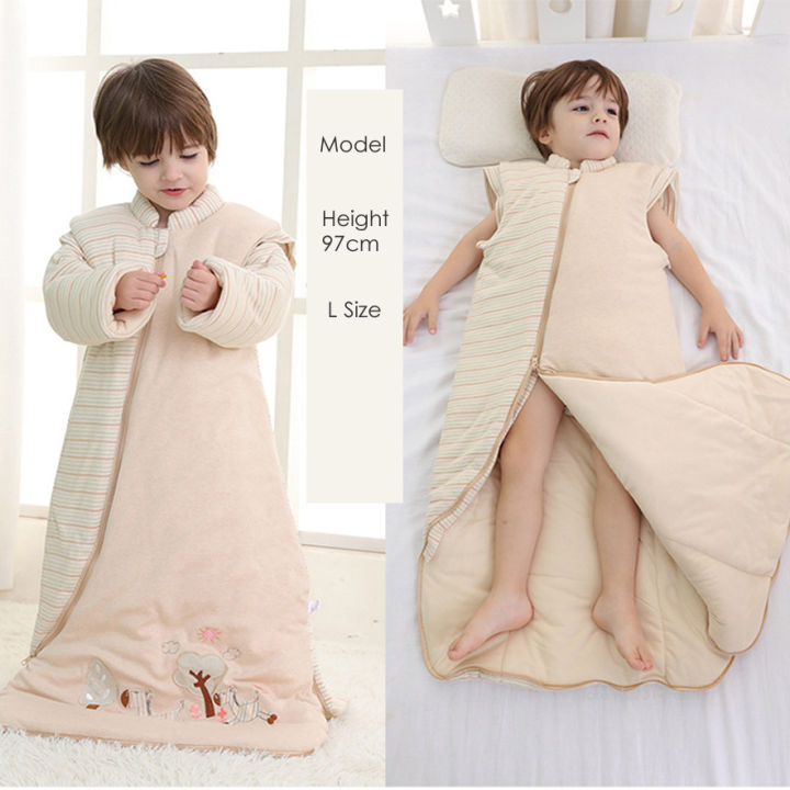 2-5tog3-5tog-ผ้าฝ้ายอินทรีย์-unisex-เด็กแขนยาวถุงนอนสวมใส่ผ้าห่มอุ่น-sleepsack-nest-nightgowns-ชุดเครื่องนอน