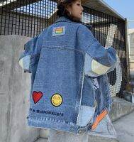 Hiphop Tide Street Women Oversized Chic New Denim Jackets Heavy Industry Embroidered Splicing Jean Outerwear Ins Female