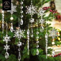 10ชิ้น Ornamen Kristal Ornamen Kristal ของตกแต่งต้นไม้คริสต์มาสแขวนอะคริลิคเกล็ดหิมะสำหรับเทศกาลคริสต์มาส