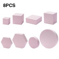 8Pcs Studio Shooting Props Shapes Hard Foam Cosmetics Backdrop Ornaments Photography Background Geometric Cube For Lipstick