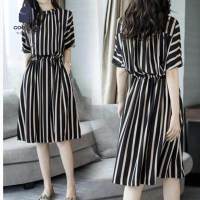 Goodlife The new Korean loose was thin wild striped dress a-type dress