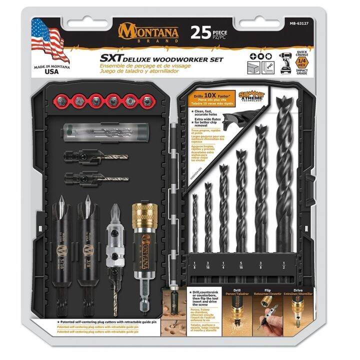 W=Montana Woodworker SXT Deluxe Set 25PC Drill and drive set