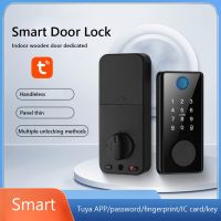 No Wiring Waterproof Tuya Wifi Fingerprint Rim Lock Smart IC Card Digital Code Electronic TTLock Door Lock Security Mortise Lock