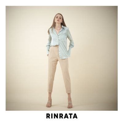 RINRATA - Crato Pants กางเกง ขายาว สีเบจ จีบหน้า ขาเดพ ปลายขาพับ กางเกงทำงาน กางเกงใส่สบาย กางเกงขายาว ชุดทำงาน กางเกง ทรง เทเลอร์