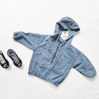 2021Thunderers Girls Jean Jacket Spring Autumn Unisex Workwear Boys Hooded Denim Coat 2-7 Years Baby Girl Winter Clothes