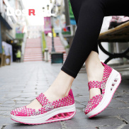 DOSREAL Women Sneakers Wedge Breathable Increased Walking Shoes Slip On