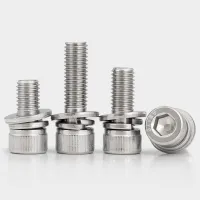 304 Stainless Steel Triple Combination Hexagonal Socket Screw Cylindrical Head Flat Spring Washer M2 M2.5 M3 M4 M5 M6