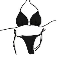 Bikini Sets for Women Triangle Brazilian Swimwear Halter Padded Solid Color Two Pieces Sexy Swimsuit Thong Bathing Suits