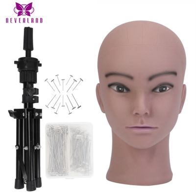 20" Afro Mannequin Head Training Head for Wig Making Hat Display Cosmetology Manikin Head for Makeup Practice with Mini Tripod
