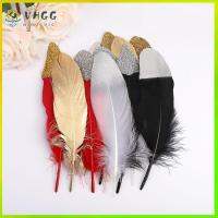 VHGG 20PCS Beautiful Ornaments Handicraft Feathers Trims Goose Feather Spray Gold Party Decoration