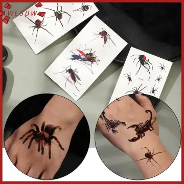 Amazon.com : 6 Sheet Scary Spider Temporary Tattoo Stickers 3D Halloween  Spider Web Waterproof Spider Tattoo Stickers DIY Stickers for Adults Kids  Body Decor for Art Party Cosplay atmosphere Supplies : Beauty
