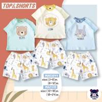 ???? ???? ชุดเซ็ต เสื้อยืดแขนสั้น กระดุมบ่า กางเกงขาสั้น Size : 12-18M 18-24M