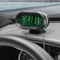 ♣ 3-in-1 Car Electronic Clock Auto Thermometer Voltmeter Watch Voltage Meter Time Date Temperature Display Luminous Digital Clock