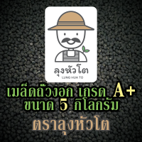 เมล็ดถั่วงอก ถั่วเขียวผิวดำ ถั่วแขก ตราลุงหัวโต สำหรับปลูกถั่วงอกโดยเฉพาะ (Black matpe beans) ขนาด 5 กิโลกรัม