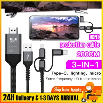 3 in 1 HDMI Cable Adapter Type-C/Phone/Micro USB to HDMI Mirroring Phone to  TV/Monitor/Projector HDTV 1080P Compatible with Phone Series