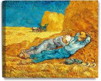 เที่ยง: พักผ่อนจากการทำงานโดย Vincent Van Gogh การทำสำเนาภาพวาดลายพิมพ์ Giclee บนผ้าใบพร้อมที่จะแขวนศิลปะบนผนังสำหรับการตกแต่งบ้านและสำนักงาน24X20นิ้ว