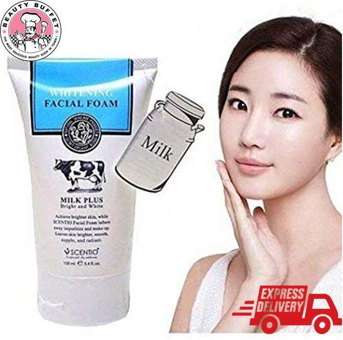 โฟมนม SCENTIO MILK PLUS WHITENING Q10 FACIAL FOAM เซนทิโอ มิลล์ พลัส