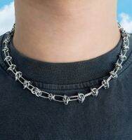 New Fashion Punk Rock Thorns Knot Chains Choker Necklace for Men Unisex Hip Hop Trend Jewelry 2022 Short Collar Neck Chains Cool Fashion Chain Necklac