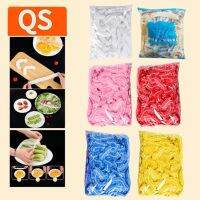 100pcs Colorful Disposable Food Cover Plastic Wrap Fruit Food Stretch Leftovers Protection Film Food Dustproof Bowl Cups Cap Bag