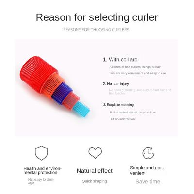 ‘；【。- 6Pcs Self-Grip Hair Rollers Heatless Hair Curler No Heat Hair Bangs Volume Self-Adhesive Hook&amp;Loop DIY Hair Curler Styling Tools