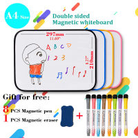 Double-sided Writing Kids Drawing Board Magnetic WhiteBoard Dry Erase Small White Board Silicone Protective Edge A4 Size