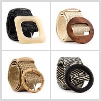 【YF】 And Wood Buckle Fashion Elastic Braided Weaving Accessories