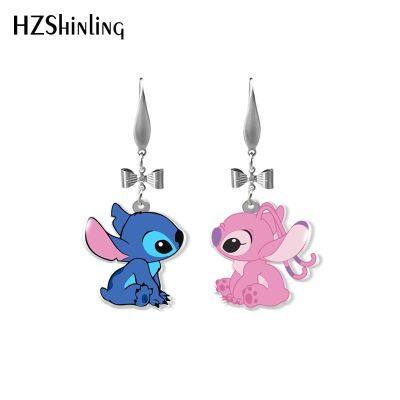 [MM75] 2021มาใหม่ Lilo และ Stitch Angel ตัวละครอีพ็อกซี่อะคริลิค Dangles Handmade Fish Hook ต่างหู