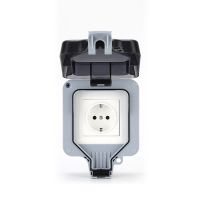 1pcs Single Eu Plug Socket Rainproof Home Appliance Switch Socket Socket Box Outdoor Eu 16a Waterproof Ip66 New Ac220v Power Points  Switches Savers P