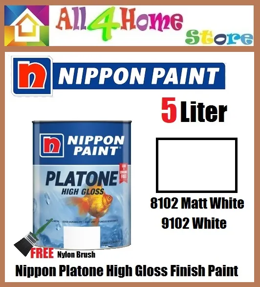 5 Liter Nippon Paint Platone High Gloss Finish Paint for Wood & Metal