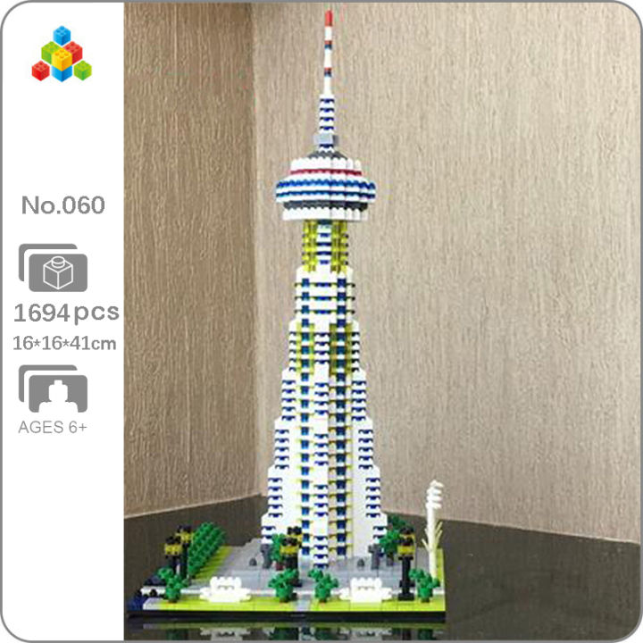 yz-060-world-architecture-toronto-canada-national-cn-tower-square-3d-mini-diamond-blocks-อิฐของเล่นสำหรับเด็กไม่มีกล่อง