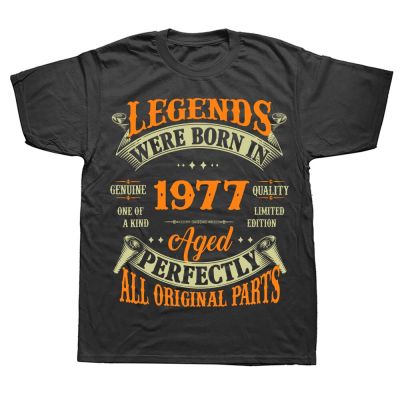 Vintage Legends Born In 1977 46 Years Old T Shirt Men Cotton Short Sleeve T shirt Camiseta Clothing Funny New Birthday Gift XS-6XL