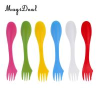 MagiDeal 6 Pieces / Set Camping Utensils Spork Combo Travel Gadget Spoon Fork Cutlery for Outdoor Cooking BBQ Picnic Accessory Flatware Sets