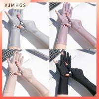 VJMHGS อีลาสติก บางและบาง กันลื่นทน ถุงมือกันแดดกันหนาว ป้องกันรังสียูวี ถุงมือมารยาทมารยาท ถุงมือขับรถยนต์