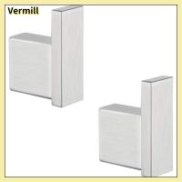 VERMILL 2 Pack แปรงเงิน ตะขอแขวนผ้าเช็ดตัว เหล็กไร้สนิม ตะขอติดผนัง ทนทานสำหรับงานหนัก ตะขอแขวนเสื้อผ้า ห้องน้ำสำนักงาน