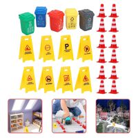 Signs Traffic Mini Road Toy Playset Kids Streettoys Sign Play Cones Cone Trash Warning Set Light Construction Can Miniature Kid