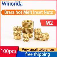 Brass Hot Melt Inset Nuts SL-Type Double Twill Knurled Injection Brass Nut Heating Molding Copper Thread Inserts Nut M2 100 Pcs