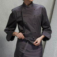 Gray Poly Cotton Long Sleeve Shirt Ho Restaurant Professional Chef Uniform Bistro Diner Kitchen Catering Staff Work Wear B70