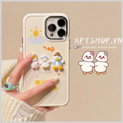 เคสโทรศัพท์มือถือแบบนิ่ม กันกระแทก ลายเป็ดสามตัวน่ารัก สําหรับ iPhone 14 14Plus 13 12 11 Pro Max XR IX