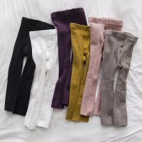 Kids Girls Knitted Leggings Solid Color Casual Ankle Luster Stockings