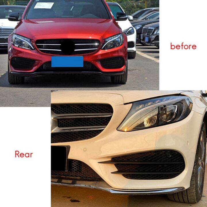 for-mercedes-benz-w205-c-class-c180-c200-c260-2015-2018-set-l-r-front-bumper-fog-lamp-grill-grille-insert-face-bar-cover