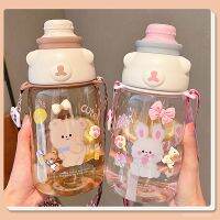 ┇▼✓ 1200ml Large Water Bottle For Girls BPA Free Plastic Kawaii Straw Water Cup Sport Outdoor Travel School Portable Drink Bottle