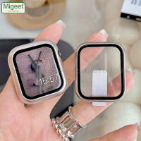 เคสกระจก + เคสสำหรับนาฬิกา Apple รุ่นอัลตร้า8 7 6 SE 5 4 3 2 1สำหรับ IWatch ขนาด49มม. 45มม. 41มม. 44มม. 40มม. 42มม. 38มม. สมาร์ทวอท์ชเครื่องประดับรัดข้อมือ