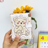 RUUEY กระเป๋าสตางค์ผู้หญิงลายการ์ตูนหนัง Pu น่ารักหมีน่ารักสีสดใสสไตล์เกาหลี Dompet Koin ซองใส่บัตรสไตล์เกาหลี