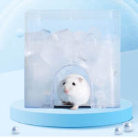 บ้านหนูแฮมสเตอร์คูลลิ่งเฮาส์ดีไซน์กลวงโปร่งสูง Summer Cool Hamster Nest พร้อมไฟ LED สำหรับหนูแฮมสเตอร์หนูแฮมสเตอร์สีทอง