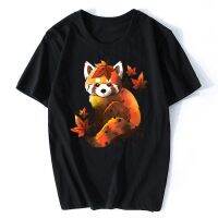 Red Panda T Shirts Maple Leaf Cute Animal T For Men Digital Tees