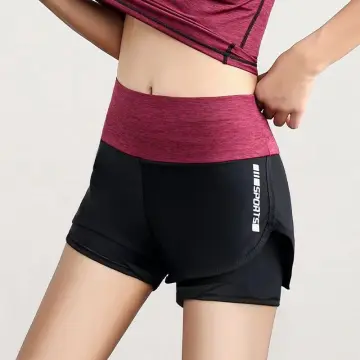 Free shipping Women's high waist outdoor sports training leisure running yoga  shorts