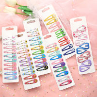 【CW】10 Pieces High Quality Printing Snap Hair Clips For Kids Solid Ma Hairpins Girls Hair Accessories Clips